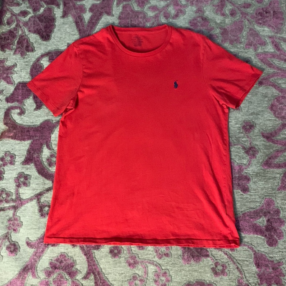 👕🟥 Men’s POLO Crewneck T-shirt - Short Sleeve - Size L - Custom Slim Fit - Picture 1 of 6